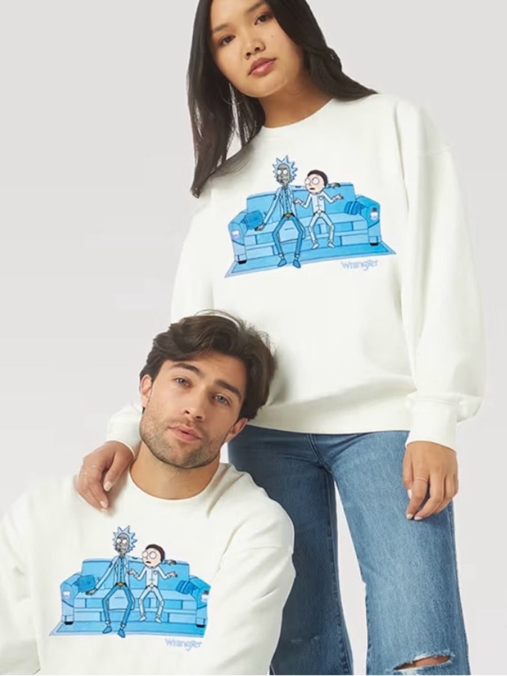 NEW Wrangler x Rick and Morty Men’s (Unisex) White Crewneck Sweatshirt Sz. XL